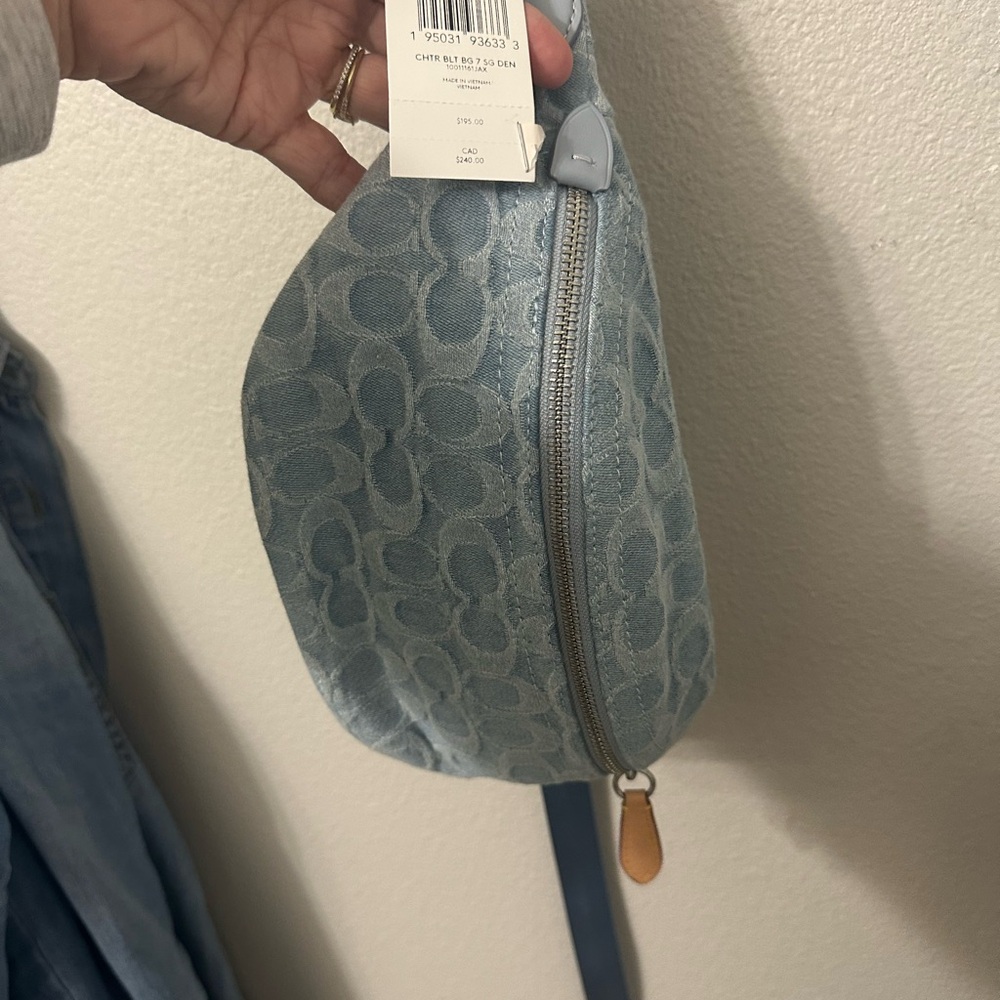 NWT Coach Charter Belt Bag in Signature Denim Blue and Tan Embossed Bag - Picture 2 of 5